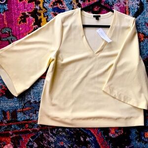*NWT* Ann Taylor Yellow V-Neck Top with quarter Bell-Sleeves (L)